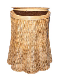 Round Lid with Scalloped Base Wicker Storage Pedestal