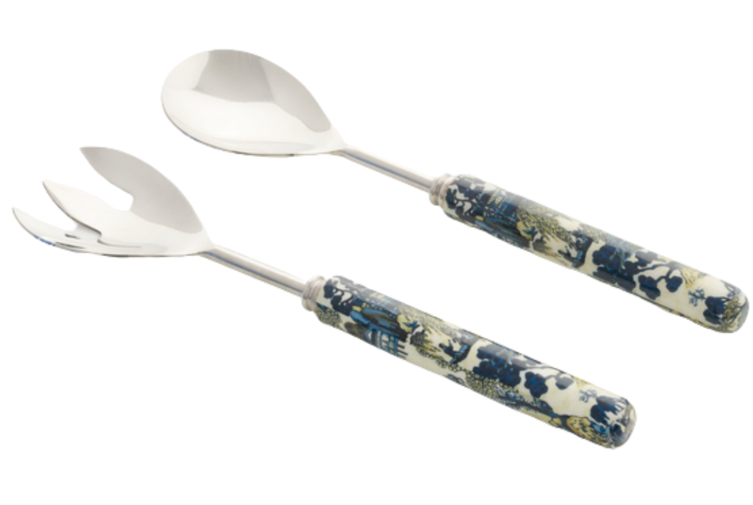 Blue & Green Enameled Salad Servers
