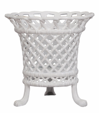 White Lattice Footed Floor Planter