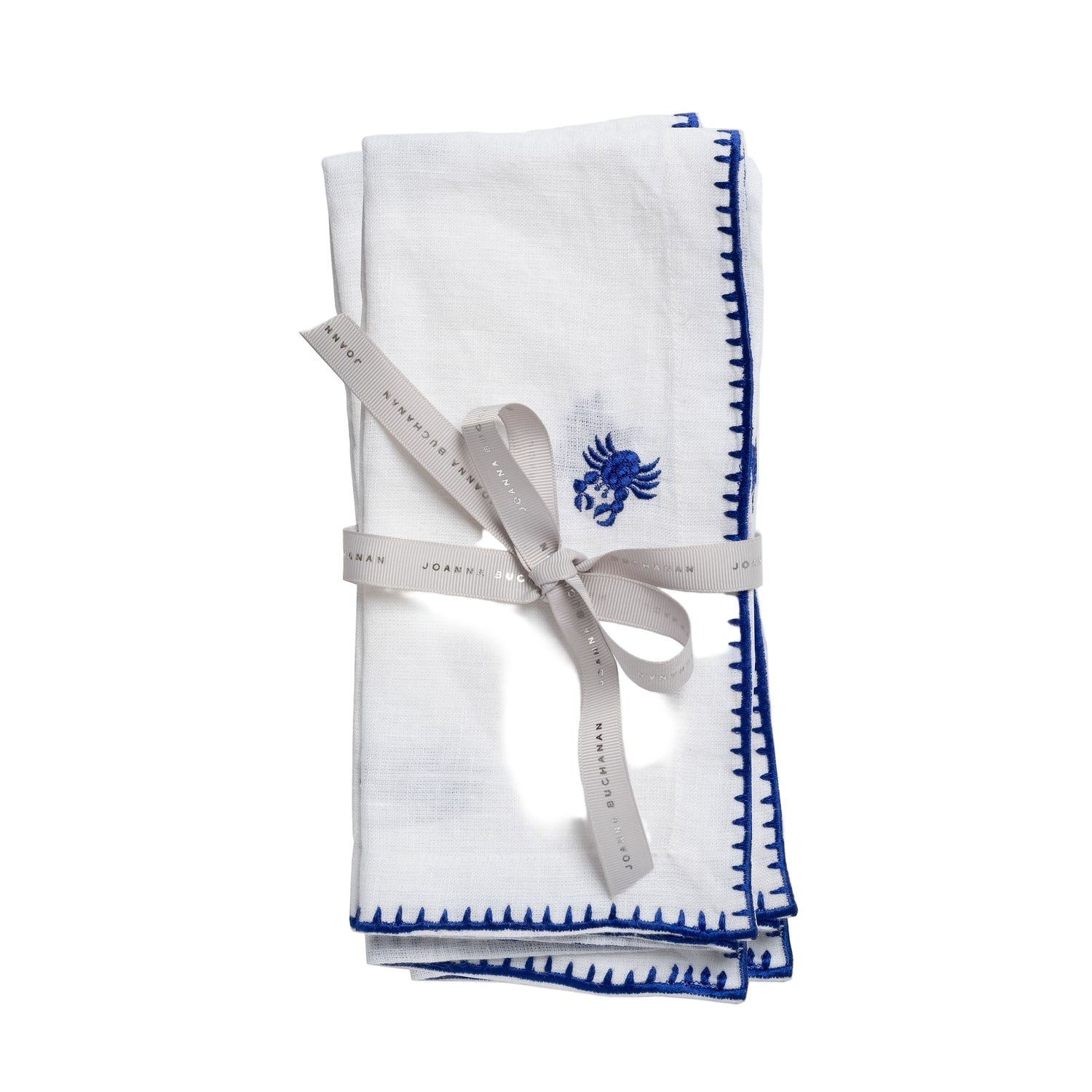 Crab Embroidered Dinner Napkins – White (Set of 2)o