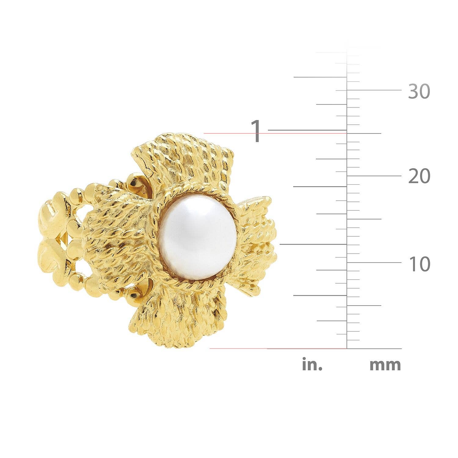 Handcast Gold Vintage Cab Ring with Freshwater Coin Pearl