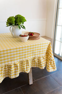 Yellow Ruffled Gingham Tablecloth (Various Sizes)