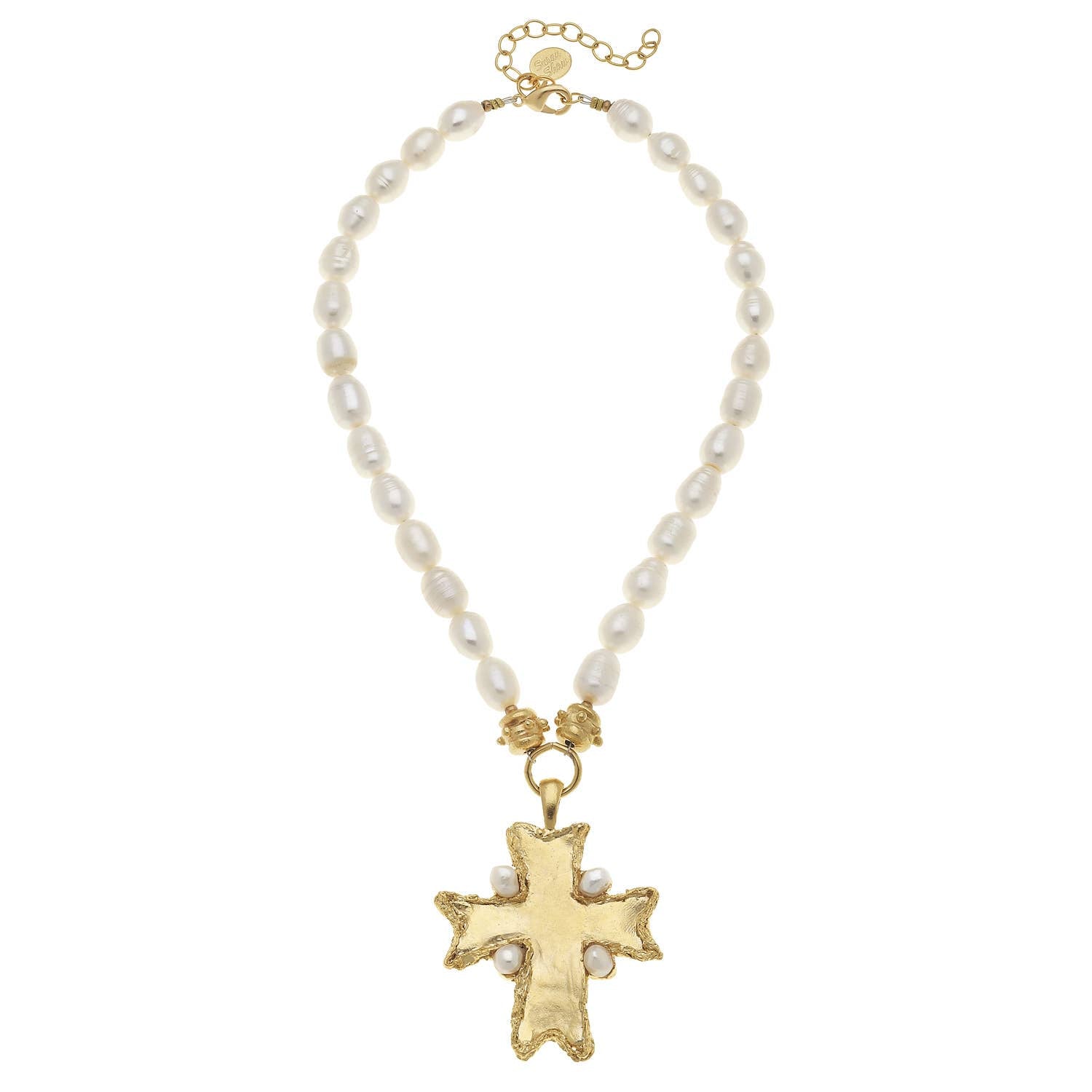 Maltese Cross Pearl Necklace