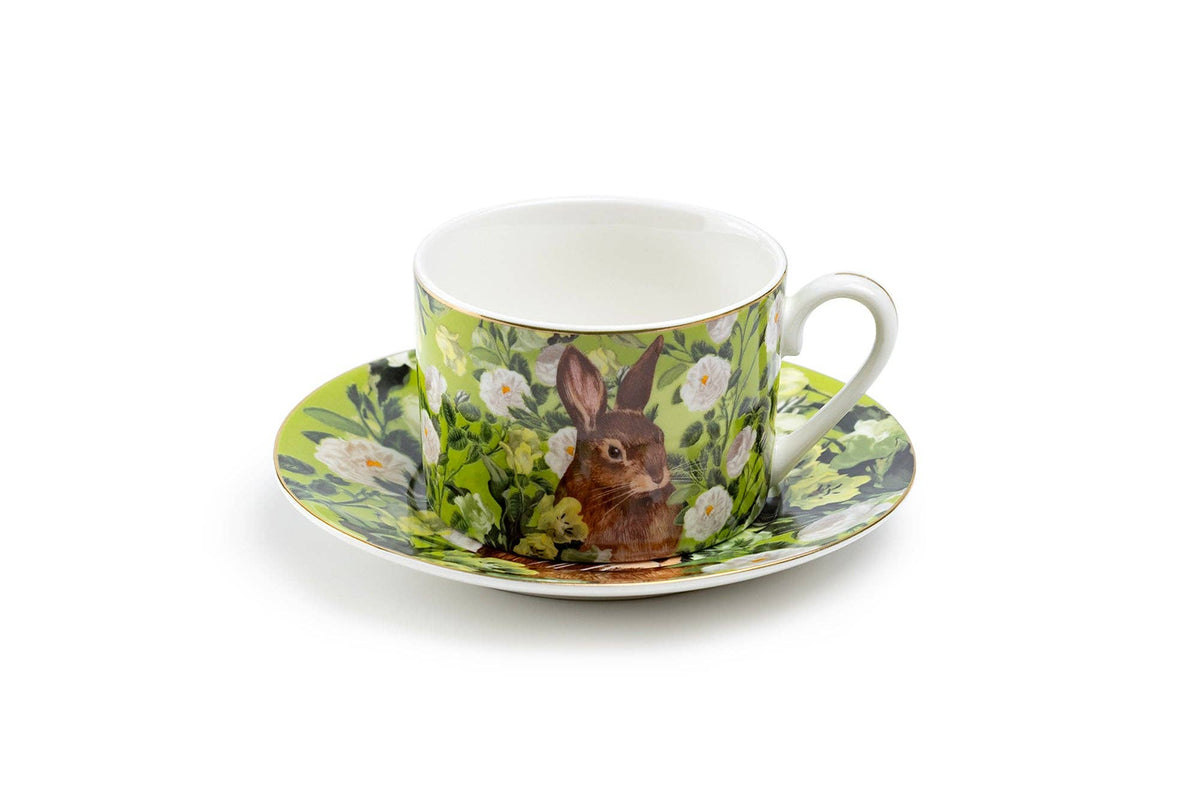 Bunny in Bloom Porcelain Tea Set – Teapot with 4 Cups & Saucers