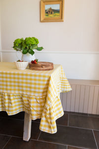Yellow Ruffled Gingham Tablecloth (various sizes)
