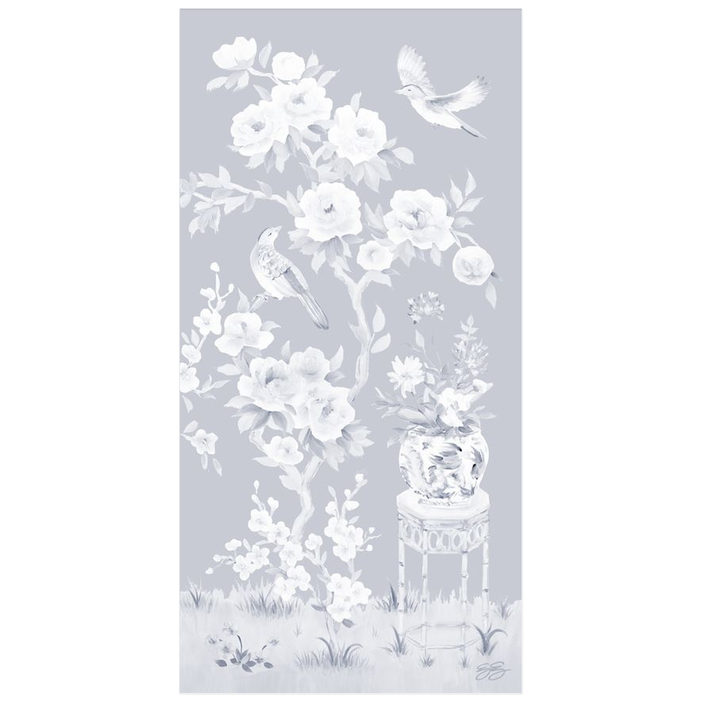 June – Tonal Blue Chinoiserie Fine Art Paper Print (Various Sizes)