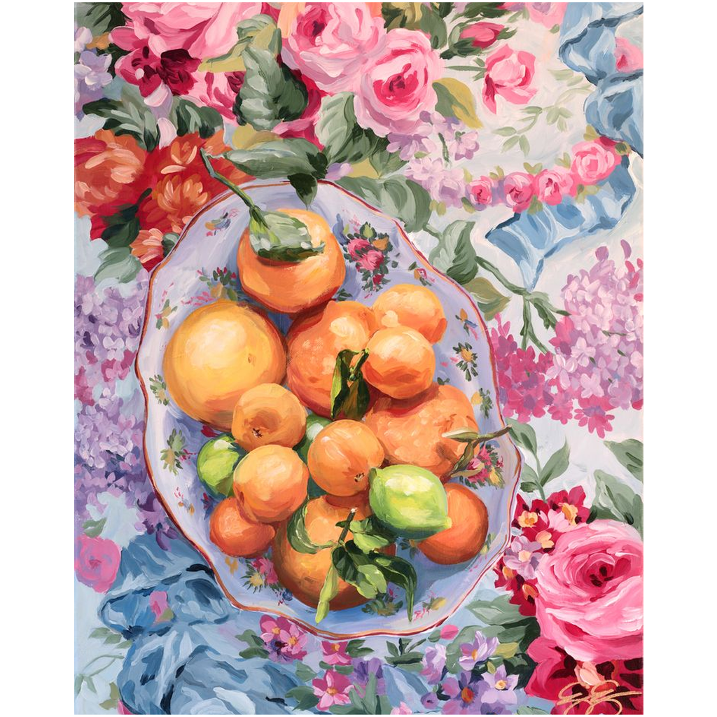 Citrus in Chinoiserie – Fine Art Canvas Print (Various Sizes)