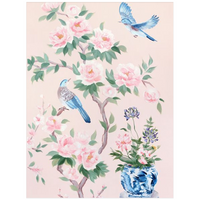 Two Birds (Detail from “June”) – Pink Chinoiserie Fine Art Print on Paper (Various Sizes)
