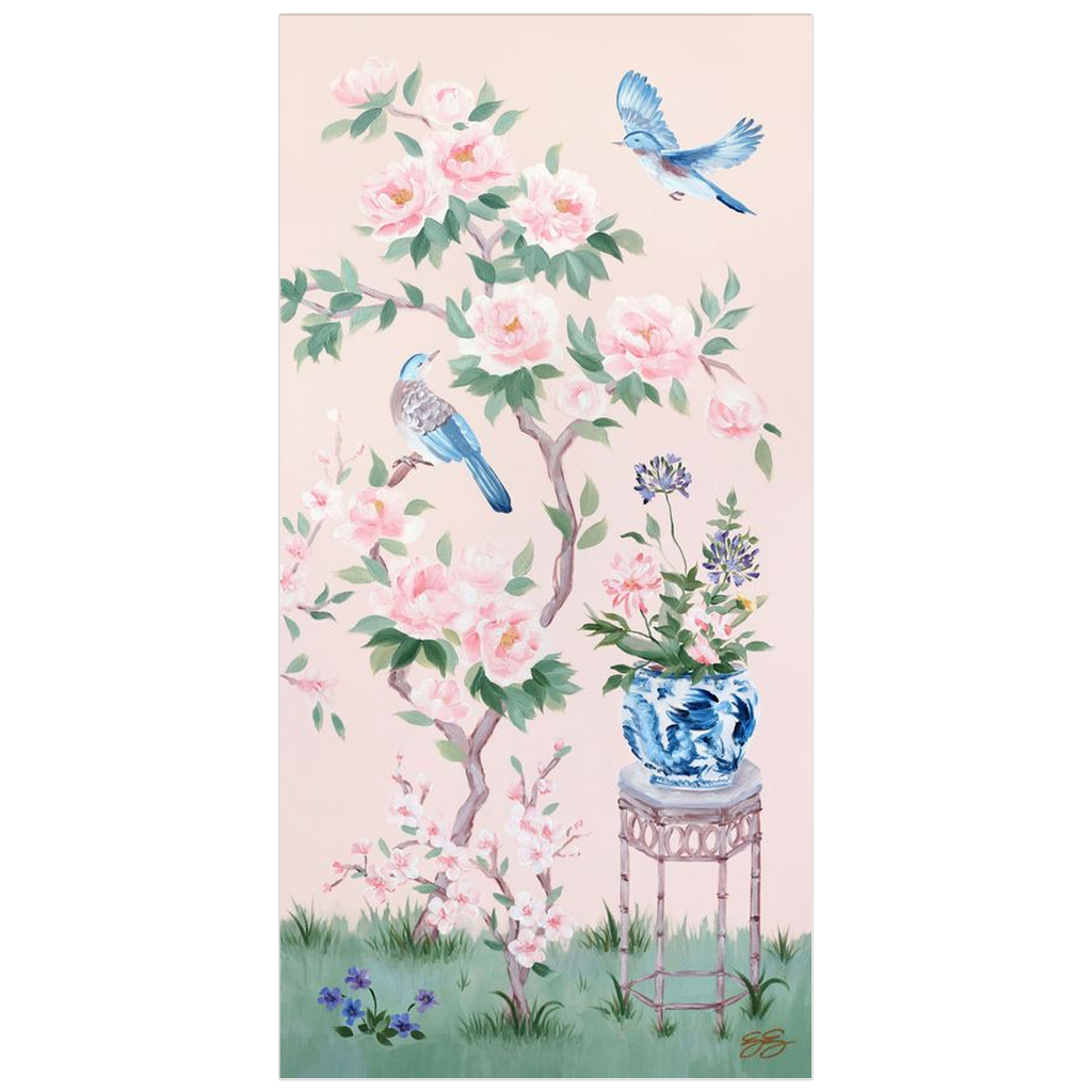 June – Pink Chinoiserie Fine Art Paper Print (Various Sizes)