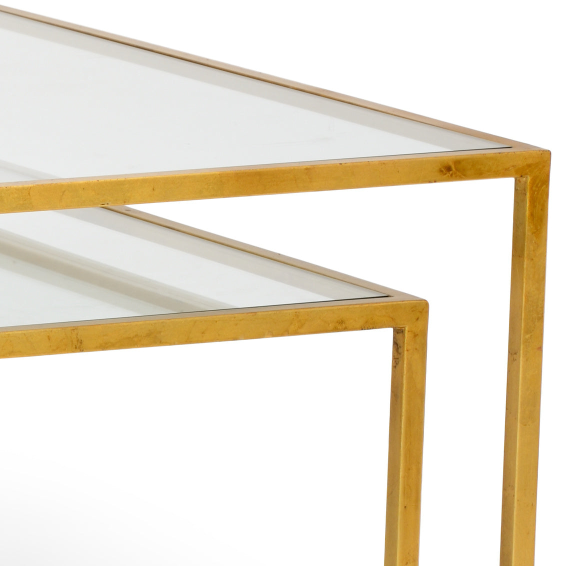 Nested Cocktail Tables (Set of 2) – Gold Leaf Finish with Tempered Glass Tops