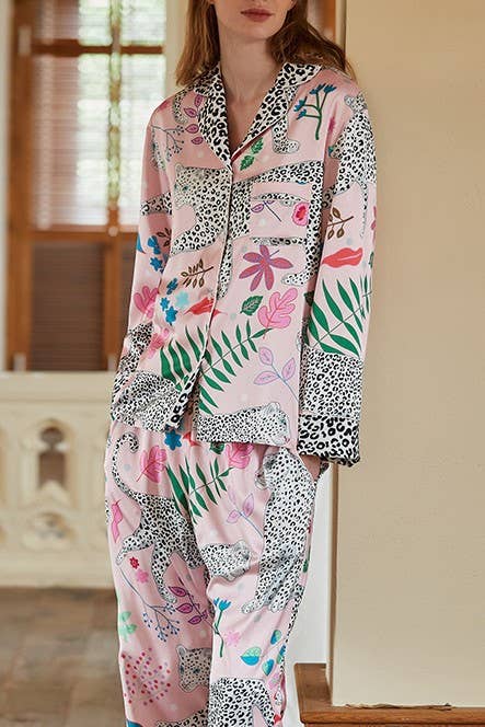 Leopard Floral Botanical Pajama Set
