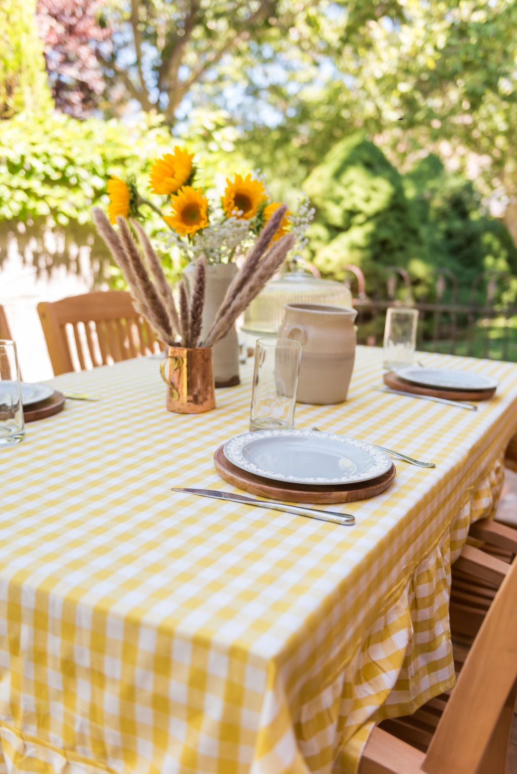 Yellow Ruffled Gingham Tablecloth (various sizes)