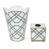 Green Bamboo Wastepaper Basket & Tissue Set