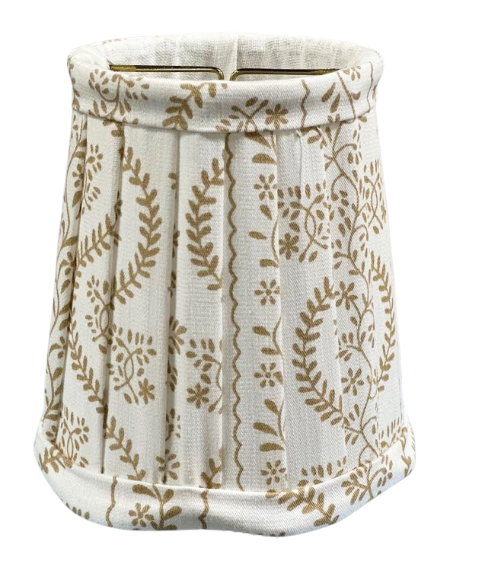 Tan Trellis & White Scalloped Pleated Sconce Shade