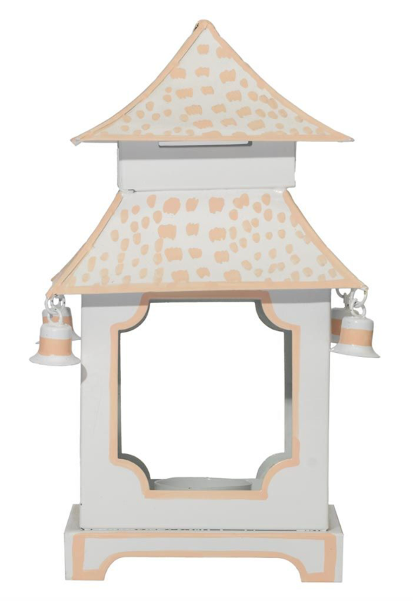 Pale Pink & White Polka Dot Pagoda Lantern (Various Sizes)