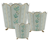 Green & Gold Floral Bucket Planter (3 Sizes)