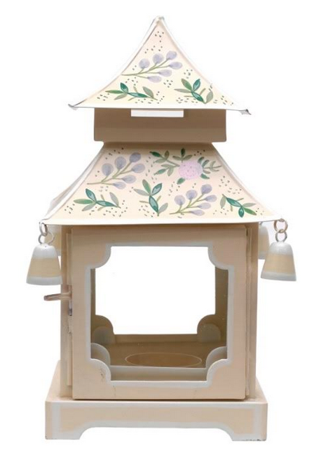 Hand-Painted Metal Pagoda Lantern with Bells