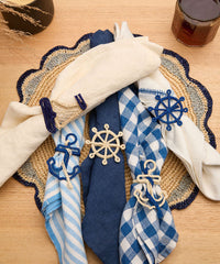 Nautical Anchor Napkin Rings –Set of 4 (Blue or Natural)