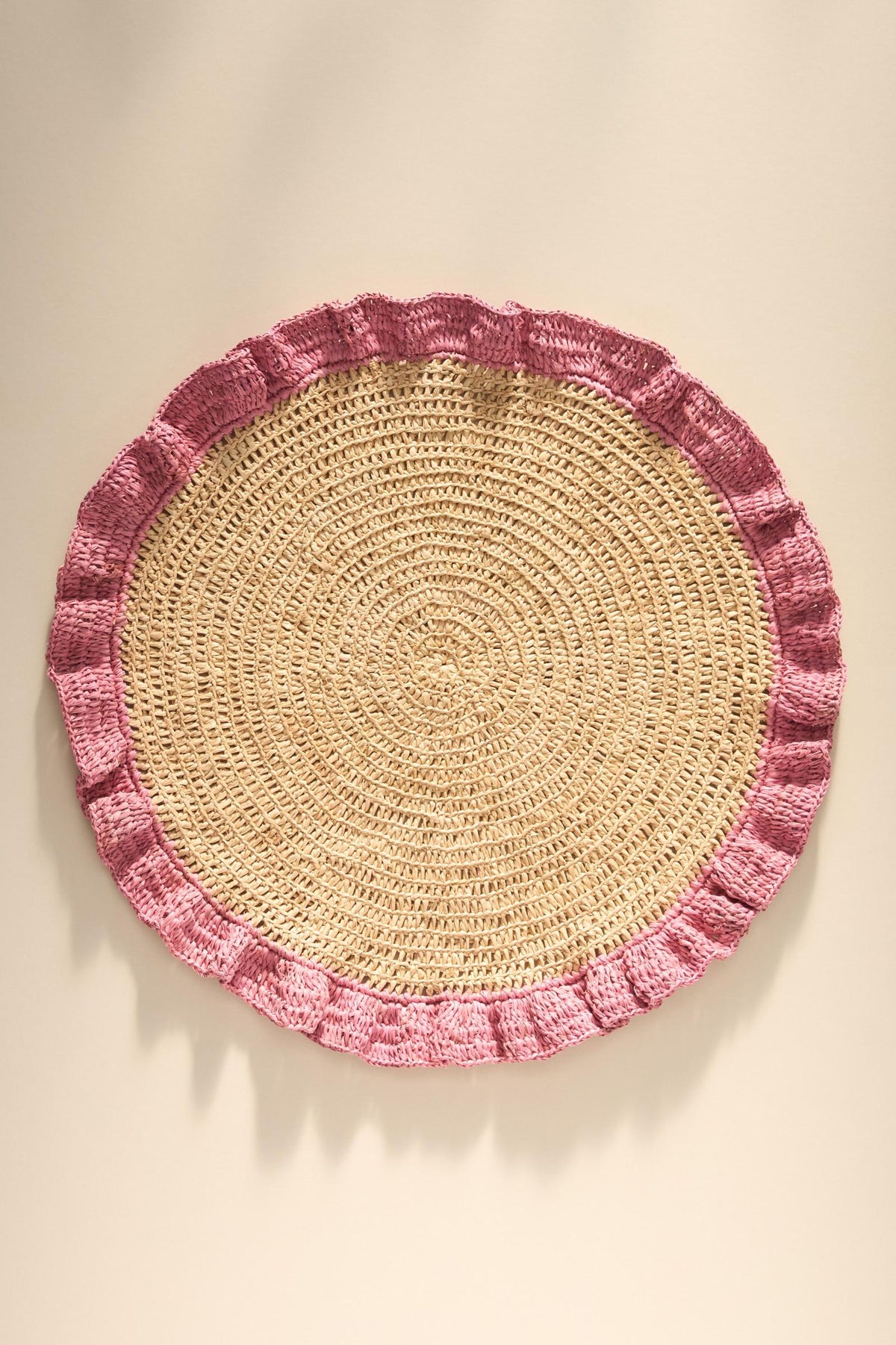 Handwoven Raffia Ruffle Placemat