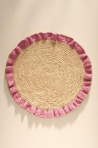 Handwoven Raffia Ruffle Placemat