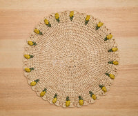 Raffia Crochet Tulip Placemat - Yellow