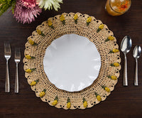 Raffia Crochet Tulip Placemat - Yellow