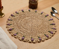 Tulip Floral Raffia Placemat - Purple
