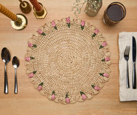 Tulip Floral Raffia Placemats - Pink