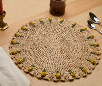 Raffia Crochet Tulip Placemat - Yellow