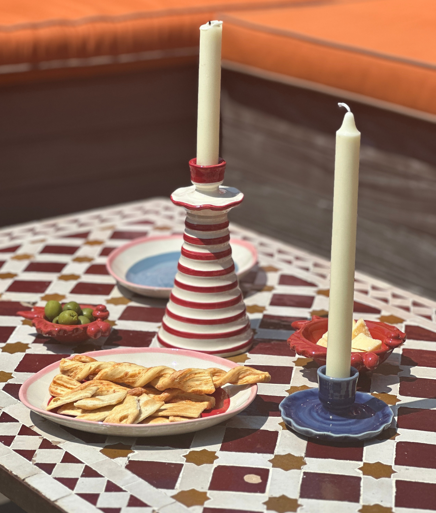 Frill Candleholder, Azul