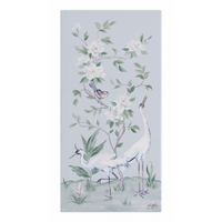 Cranes and Gardenias – Light Blue Chinoiserie Canvas Wrap (Various Sizes)