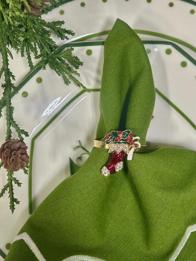 Red Stocking Set of 4 Napkin Ring