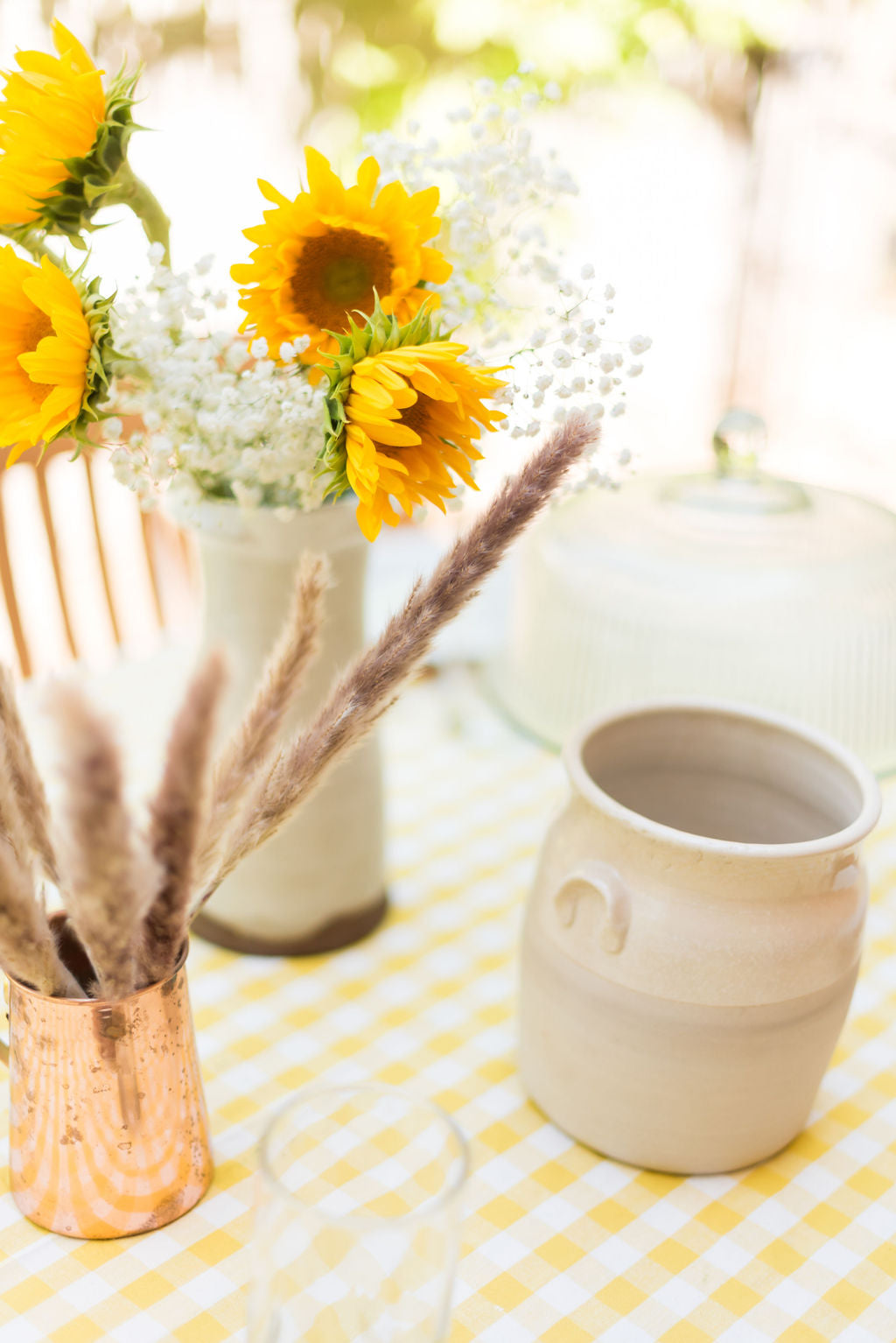Yellow Ruffled Gingham Tablecloth (Various Sizes)