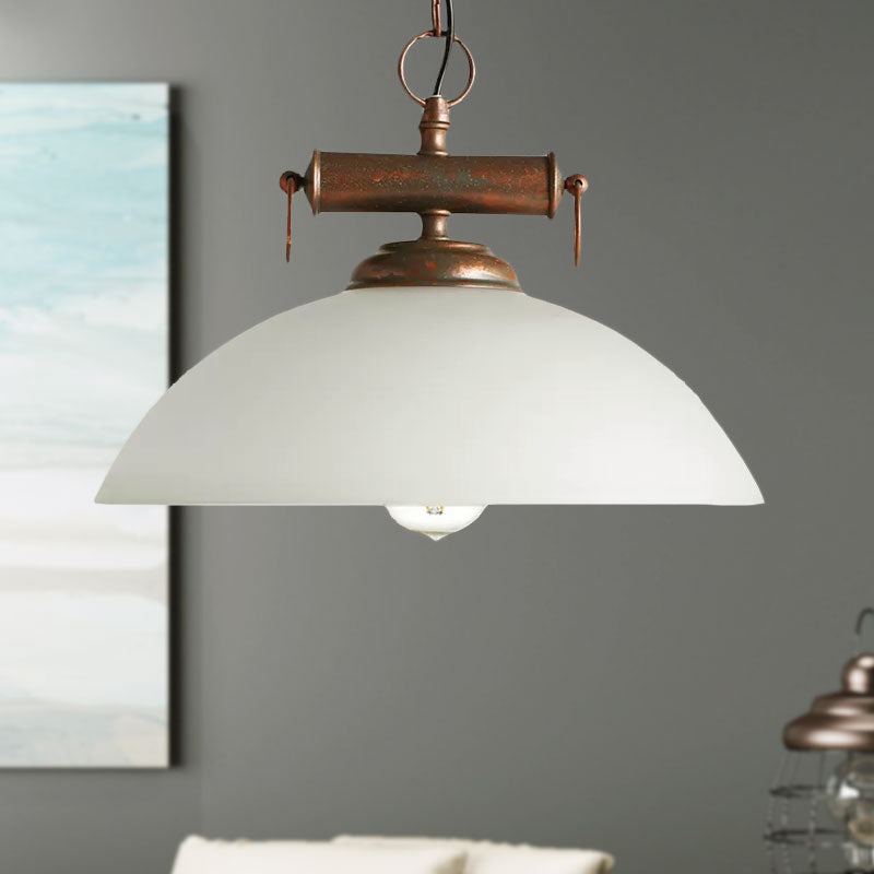 Retro Farmhouse Pendant Lamp White Glass Shade