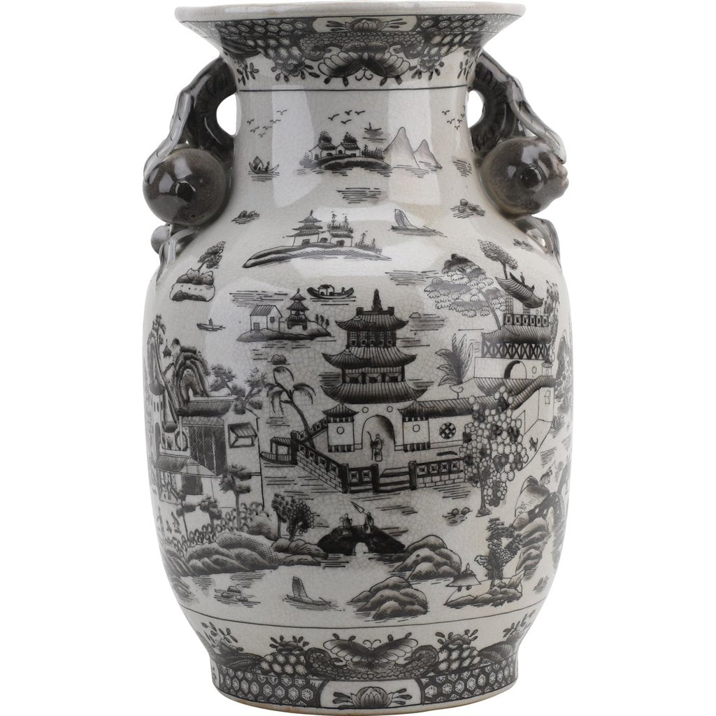 Pomegranate Porcelain Vase – Black and White Willow