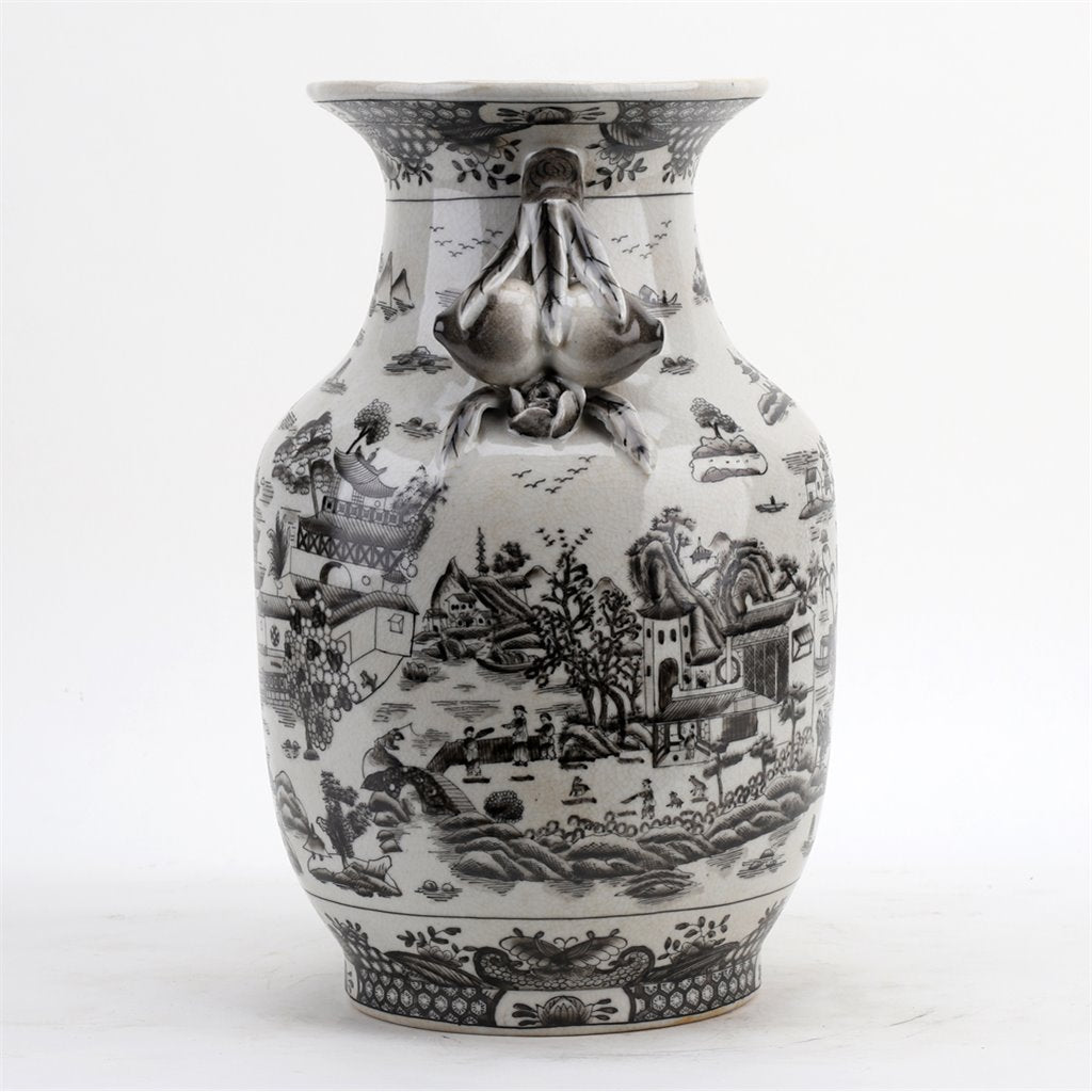 Pomegranate Porcelain Vase – Black and White Willow