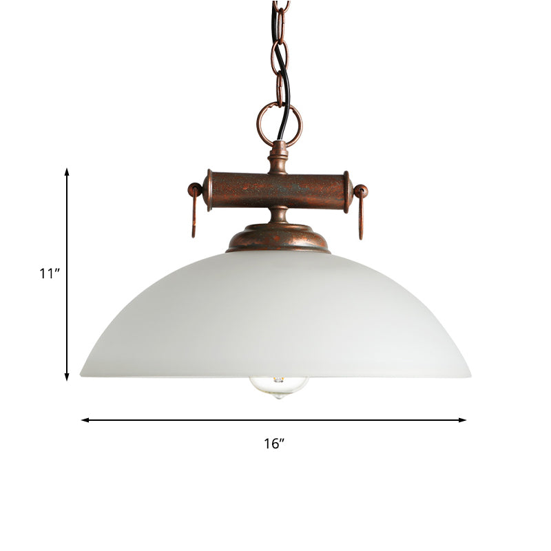 Retro Farmhouse Pendant Lamp White Glass Shade