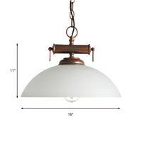 Retro Farmhouse Pendant Lamp White Glass Shade