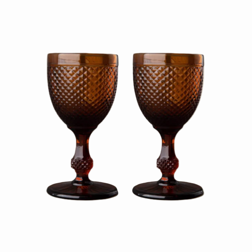 Stemmed White Wine Glass, Dark Amber