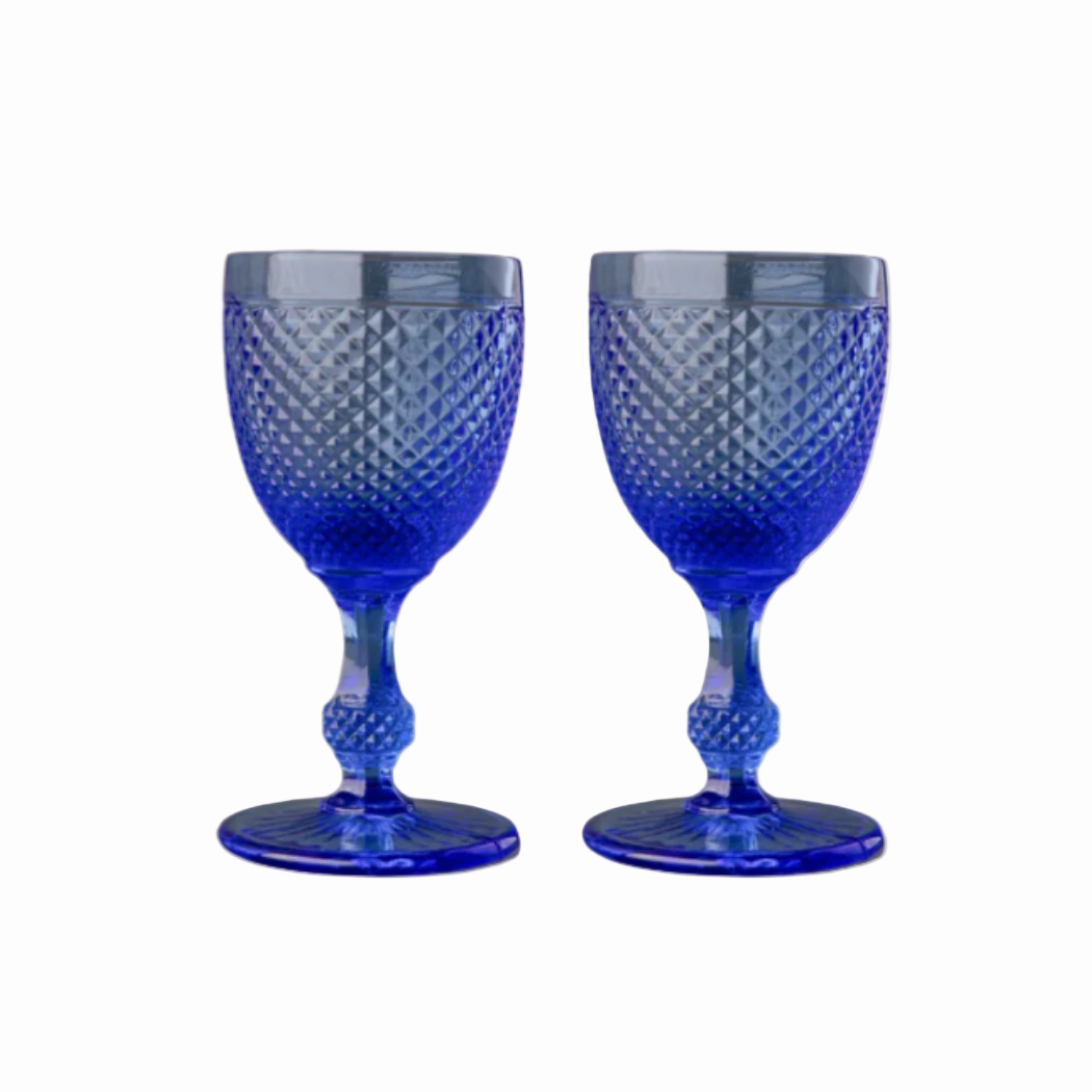 Stemmed White Wine Glass, Light Blue