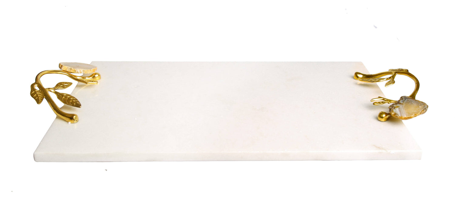 Marble Tray with Agate Stone Handles
