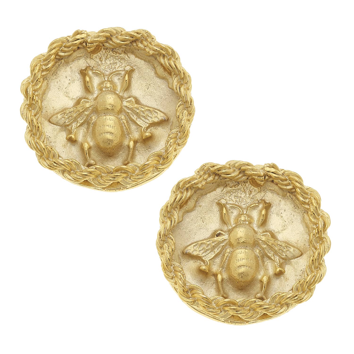 Gold Bee Intaglio Earrings
