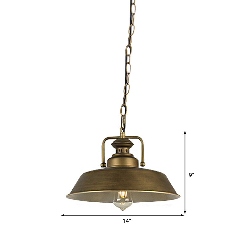 Vintage Metallic Barn Shade Pendant Lamp Antique Brass Finish