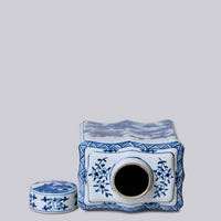 Bird and Flower Blue and White Porcelain Caddy Jar