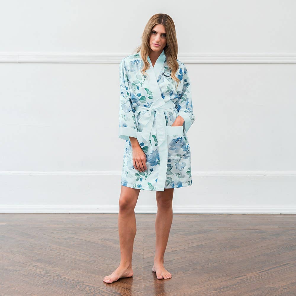 Floral Satin Robe with Pockets