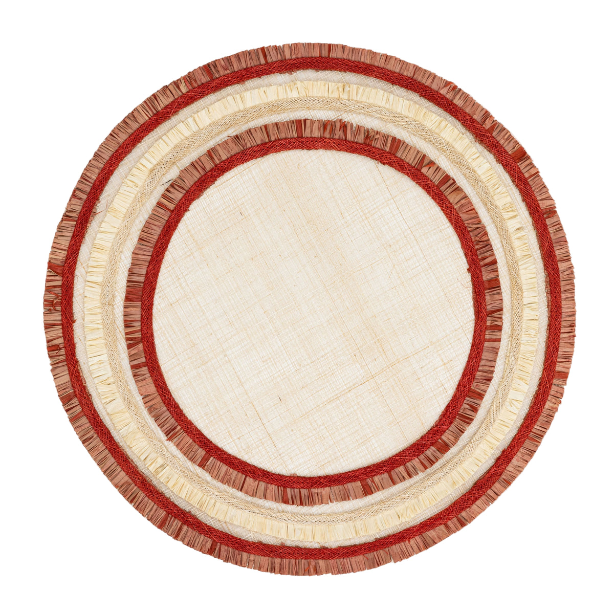 Ruffle Edge Straw Placemats – Red (Set of 4)