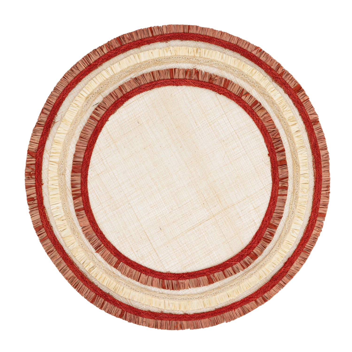 Ruffle Edge Straw Placemats – Red (Set of 4)