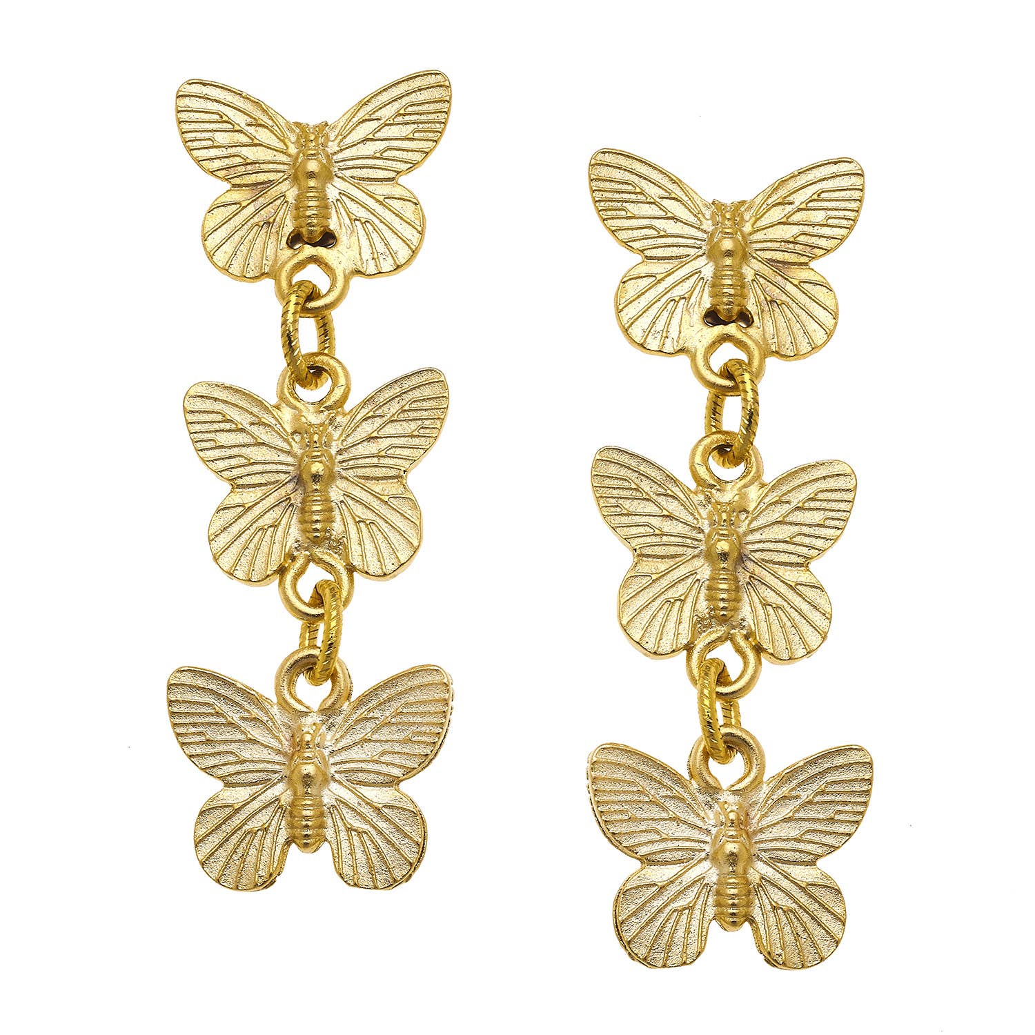 Triple Gold Butterfly Earrings