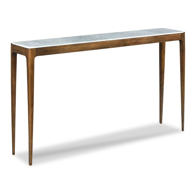 Walnut Console Table with Inset Carrara Marble Top
