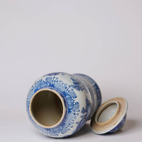 Chinoiserie Blue & Whie Landscape Temple Jar